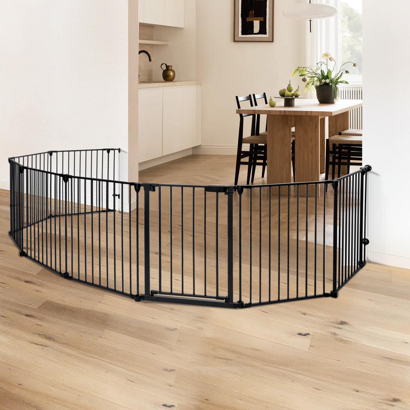 Toocapro Baby Safety Gate Free Standing 8 Panels Pet Gates